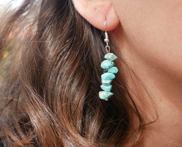 Boucles d'oreilles pendantes en Howlite Turquoise