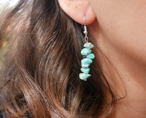 Boucles d'oreilles pendantes en Howlite Turquoise