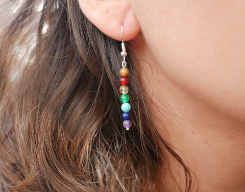 Boucles d'oreilles 7 chakras en pierres naturelles