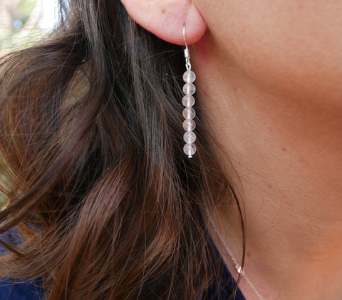 Boucles d'oreilles pendantes en Quarz Rose