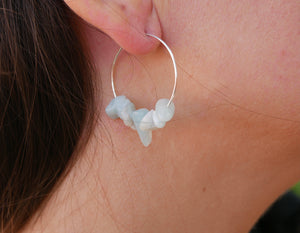 Boucles d'oreilles créoles en Amazonite naturelle