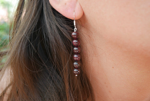 Boucles d'oreilles pendantes en Grenat naturel