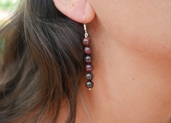 Boucles d'oreilles pendantes en Grenat naturel