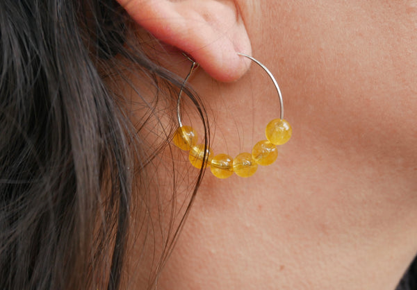 Boucles d'oreilles créoles en Citrine