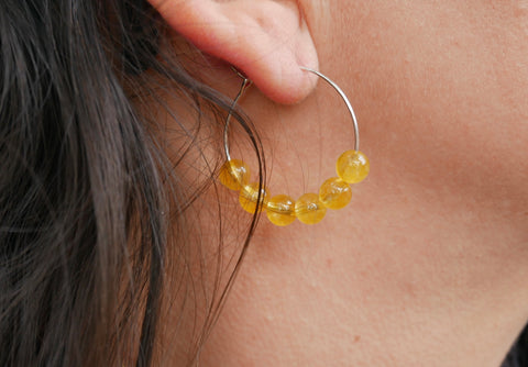 Boucles d'oreilles créoles en Citrine