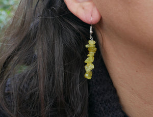 Boucles d'oreilles pendantes en Jade jaune