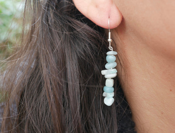 Boucles d'oreilles pendantes en Amazonite naturelle