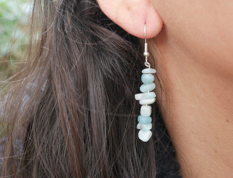 Boucles d'oreilles pendantes en Amazonite naturelle