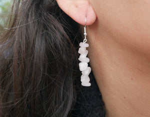 Boucles d'oreilles pendantes en Quartz Rose