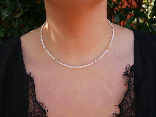 Collier en perles Miyuki Delica et cristal de roche
