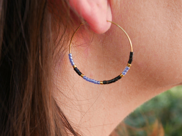 Boucles d'oreilles créoles en perles Miyuki