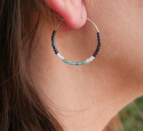 Boucles d'oreilles créoles en perles Miyuki