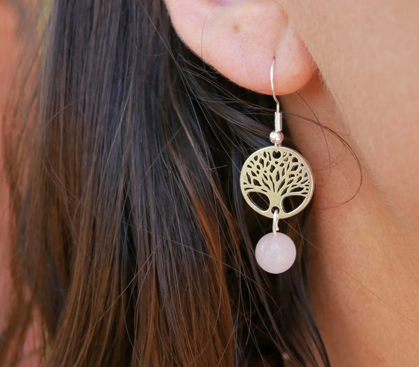 Boucles d'oreilles arbre de vie en pierres naturelles