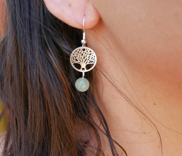 Boucles d'oreilles arbre de vie en pierres naturelles
