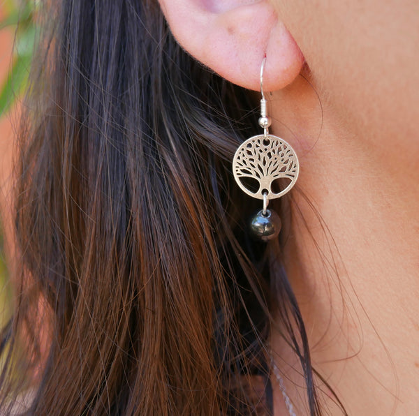 Boucles d'oreilles arbre de vie en pierres naturelles