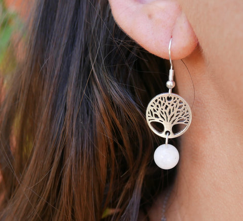 Boucles d'oreilles arbre de vie en pierres naturelles