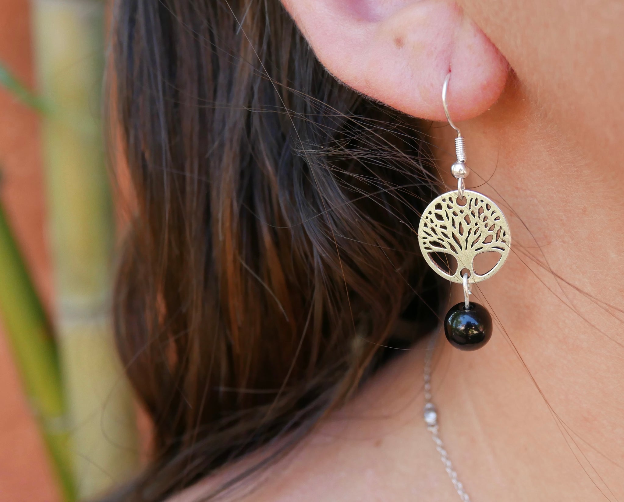 Boucles d'oreilles arbre de vie en pierres naturelles
