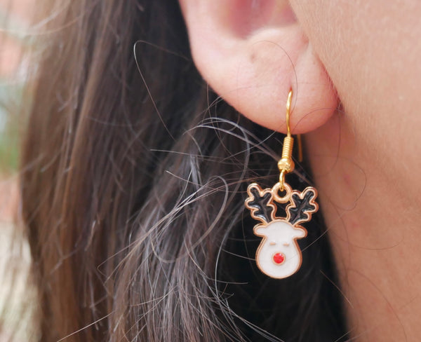 Boucles d'oreilles pendantes forme Renne de Noël