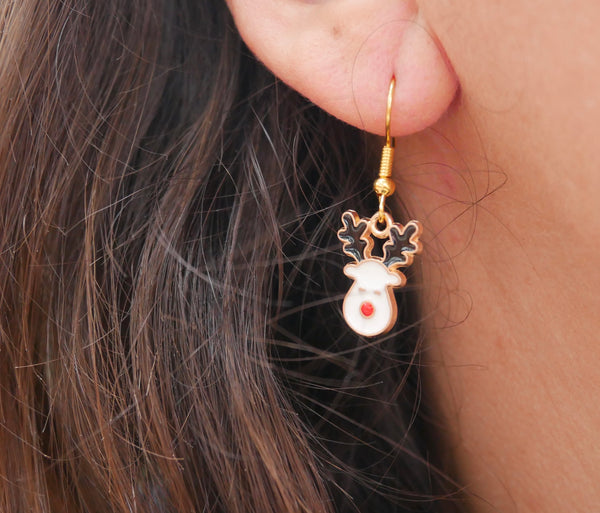 Boucles d'oreilles pendantes forme Renne de Noël