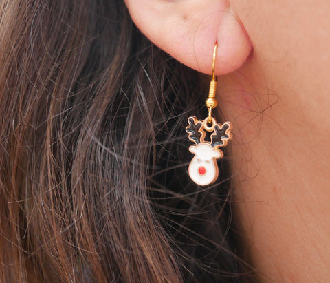 Boucles d'oreilles pendantes forme Renne de Noël