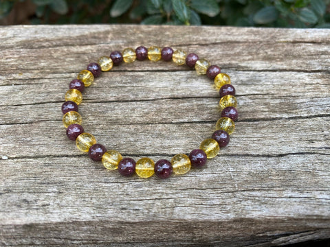 Bracelet Lithothérapie Citrine et Grenat